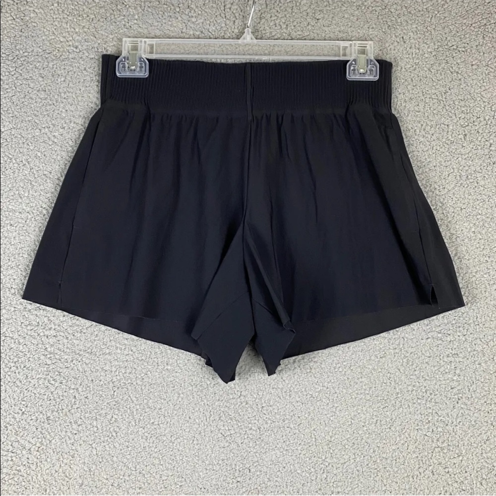 Athleta Cosmic Flutter High Rise Short Shorts Pockets Zip Women Medium Black